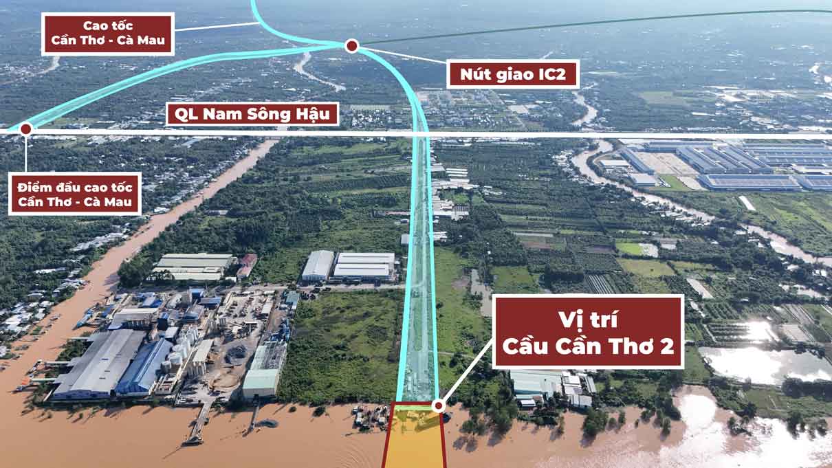 Vị trí thực tế cầu Cần Thơ 2 - Người Tiên Phong